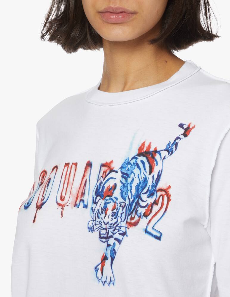 rinascente Dsquared2 Cotton t-shirt with logo and tiger - white