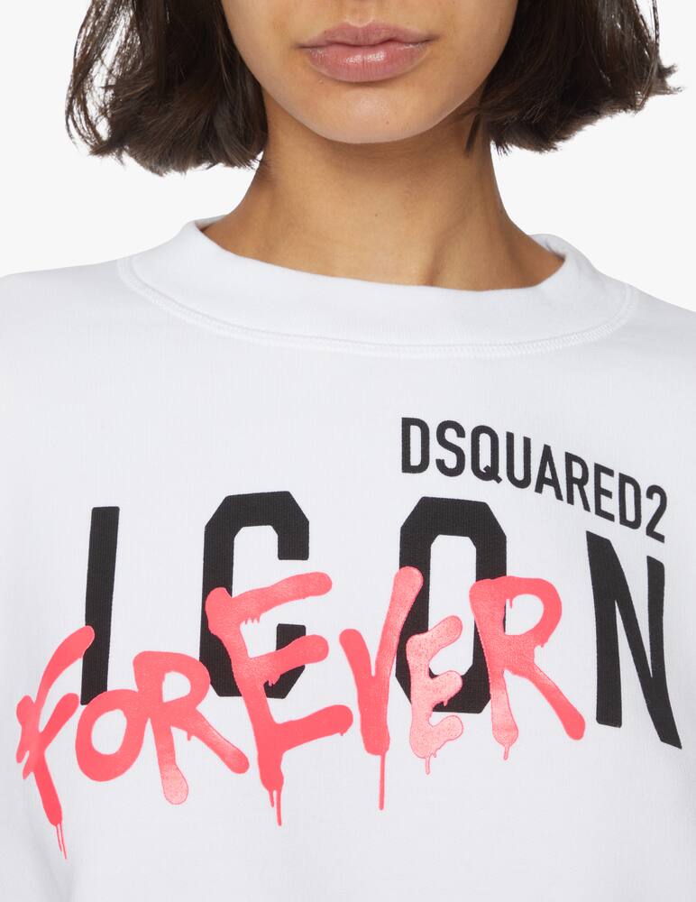 rinascente Dsquared2 Icon forever cotton crewneck sweatshirt - white