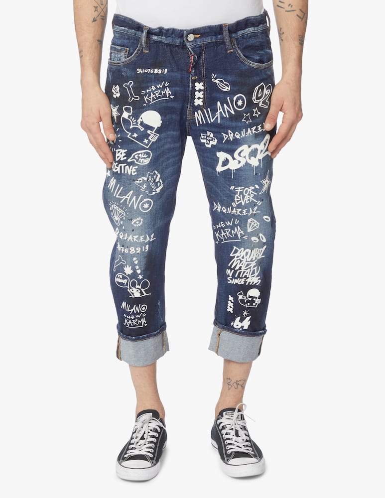 rinascente Dsquared2 Jeans graffiti all over big brother - blu