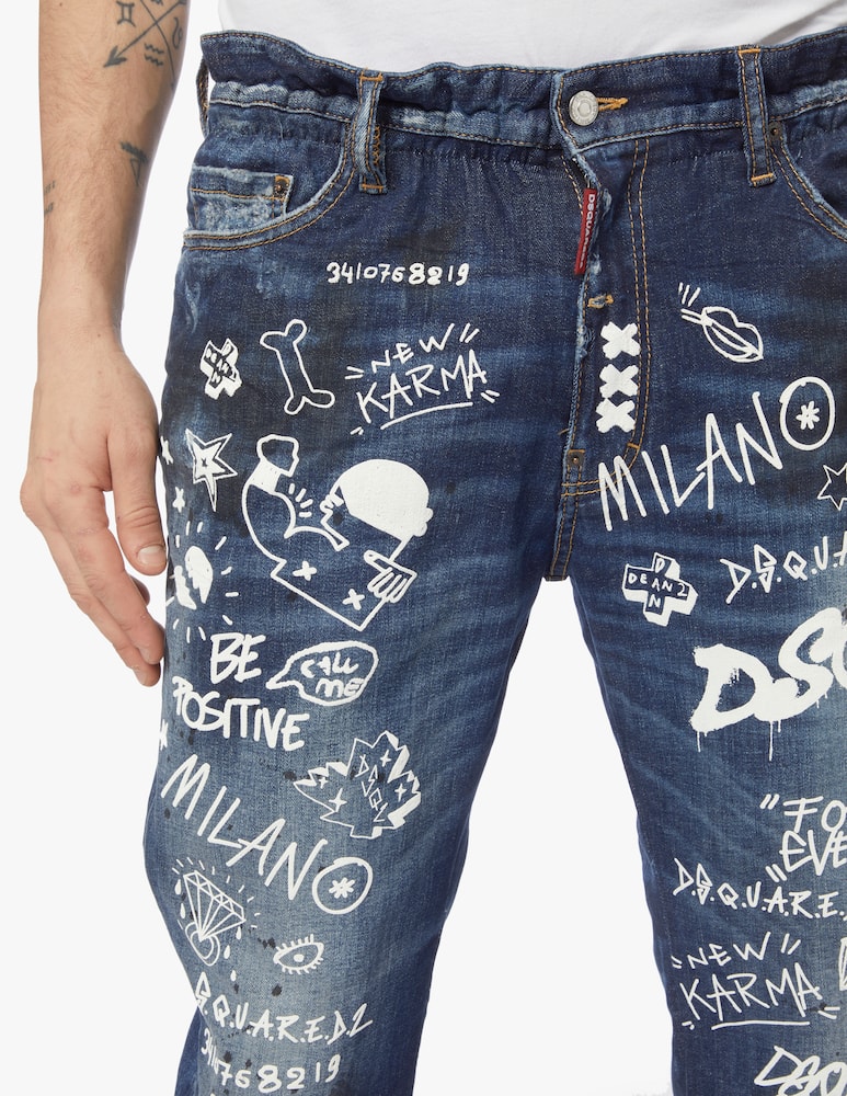 rinascente Dsquared2 Jeans graffiti all over big brother - blu