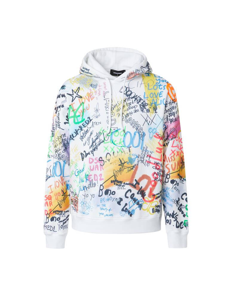 rinascente Dsquared2 Writings cool hoodie - white