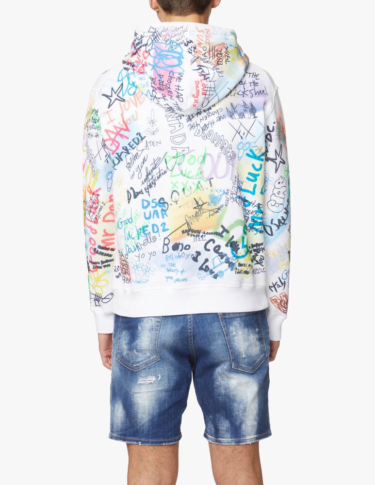 rinascente Dsquared2 Writings cool hoodie - white