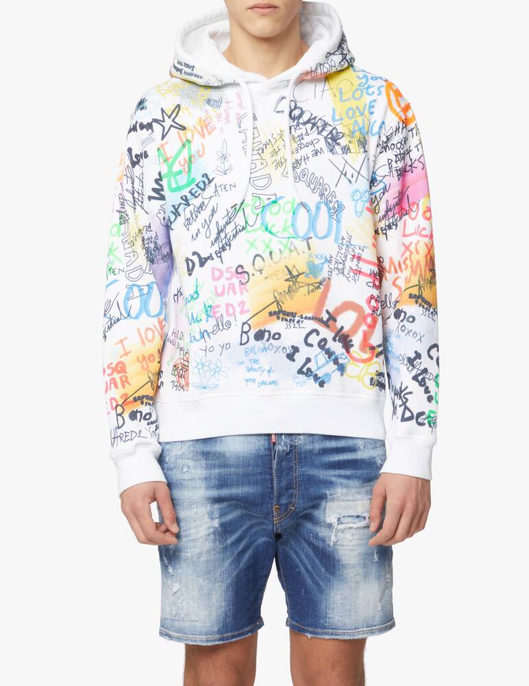 rinascente Dsquared2 Writings cool hoodie - white