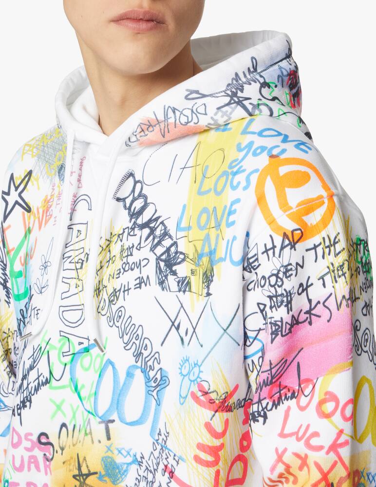 rinascente Dsquared2 Writings cool hoodie - white