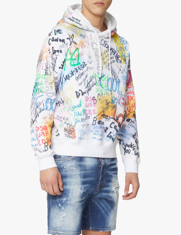 rinascente Dsquared2 Writings cool hoodie - white