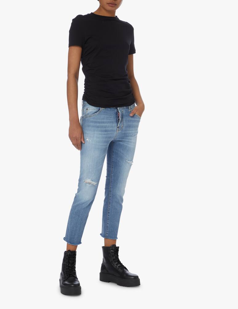 rinascente Dsquared2 Jeans cropped sfrangiato cool girl - blu