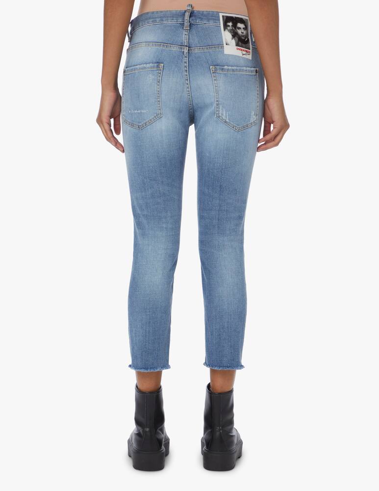 rinascente Dsquared2 Jeans cropped sfrangiato cool girl - blu