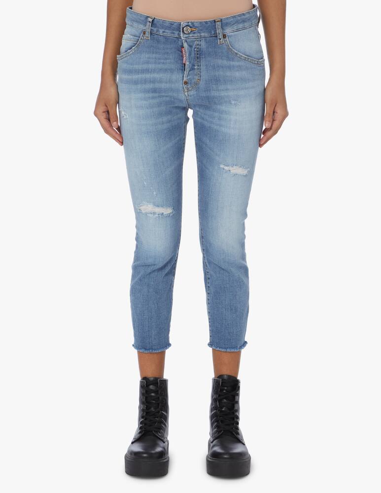 rinascente Dsquared2 Jeans cropped sfrangiato cool girl - blu