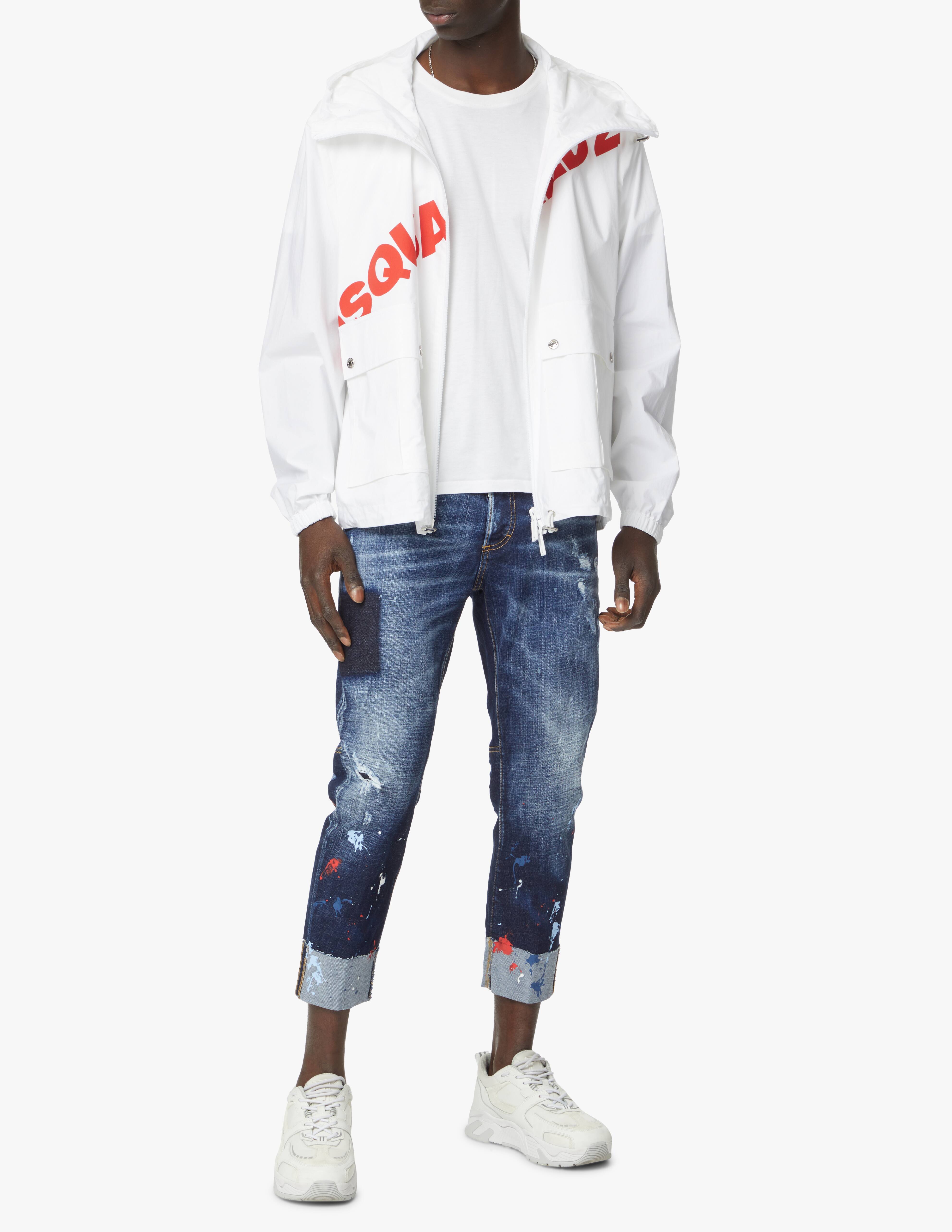 Shop Dsquared2 Dk splat patch sailor pant - blue on Rinascente