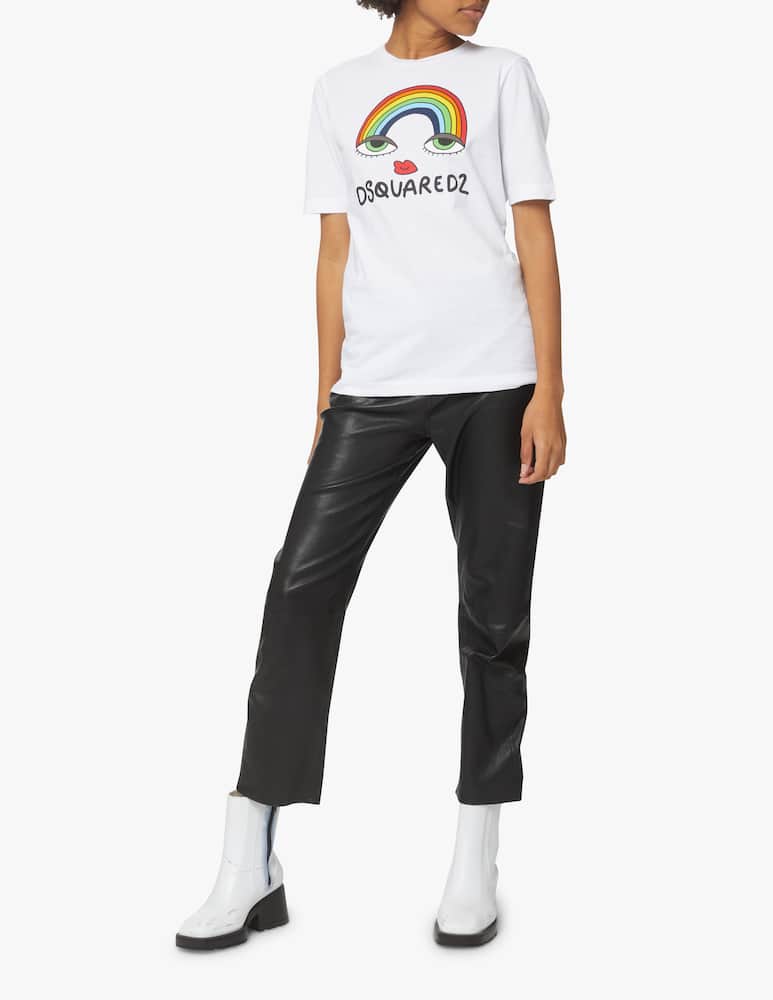 rinascente Dsquared2 T-shirt arcobaleno con logo in cotone - bianco
