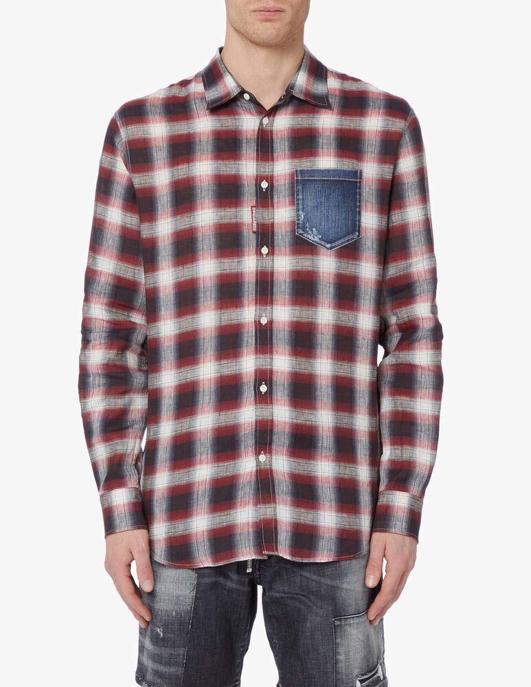 rinascente Dsquared2 Camicia manica lunga a quadri in jeans tasca - multicolor