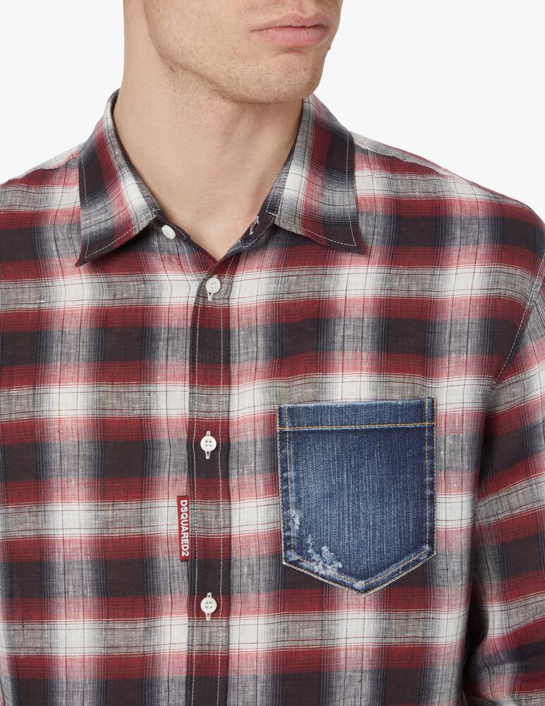 rinascente Dsquared2 Camicia manica lunga a quadri in jeans tasca - multicolor
