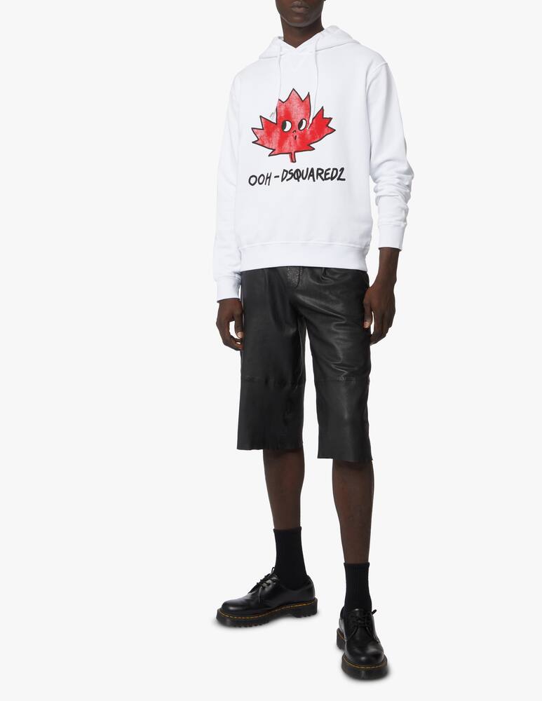 Dsquared2 Felpa con cappuccio cool ooh leaf - bianco - immagine 2 Dsquared2 Felpa con cappuccio cool ooh leaf - bianco - immagine 2