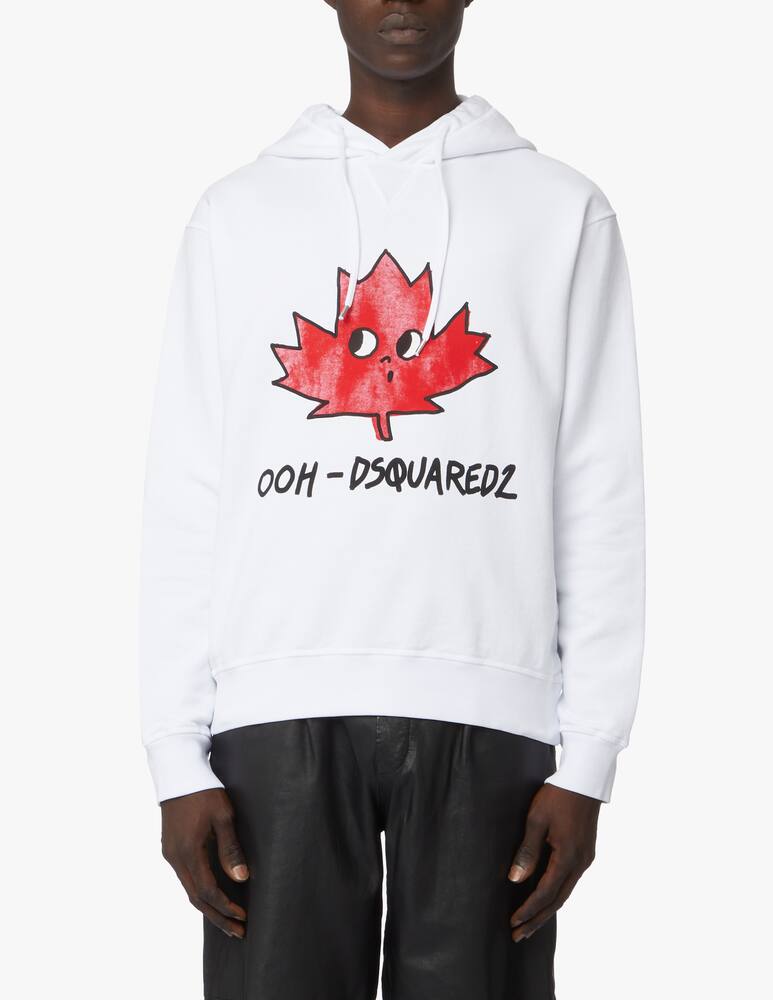 Dsquared2 Felpa con cappuccio cool ooh leaf - bianco - immagine 1 Dsquared2 Felpa con cappuccio cool ooh leaf - bianco - immagine 1