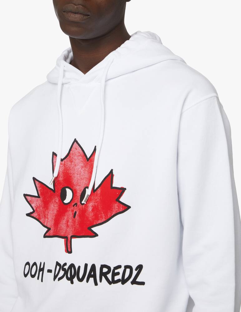 Dsquared2 Felpa con cappuccio cool ooh leaf - bianco - immagine 4 Dsquared2 Felpa con cappuccio cool ooh leaf - bianco - immagine 4