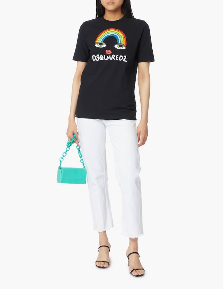 rinascente Dsquared2 T-shirt arcobaleno con logo in cotone - nero