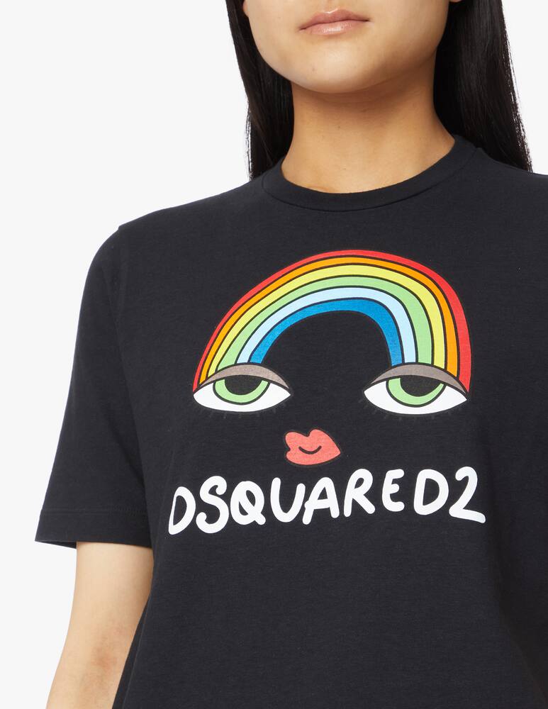 rinascente Dsquared2 T-shirt arcobaleno con logo in cotone - nero