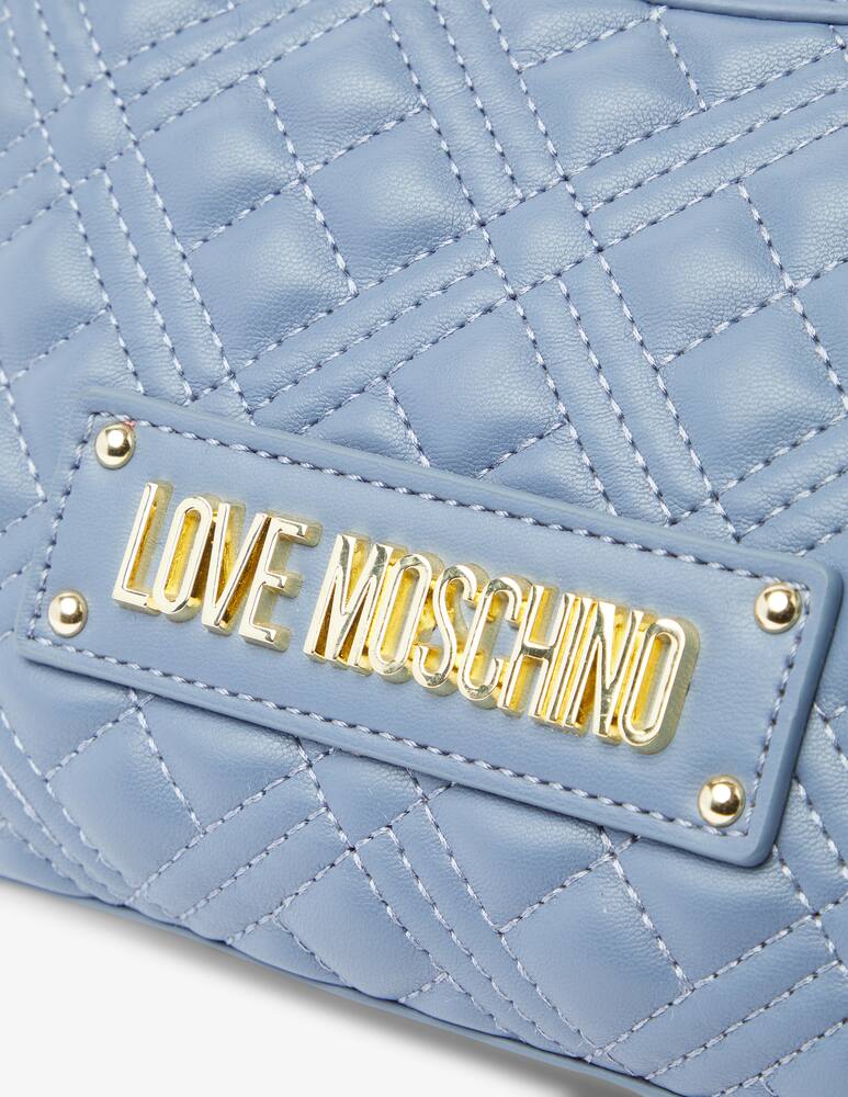 rinascente Love Moschino Quilted halfmoon crossbody bag - Light blue