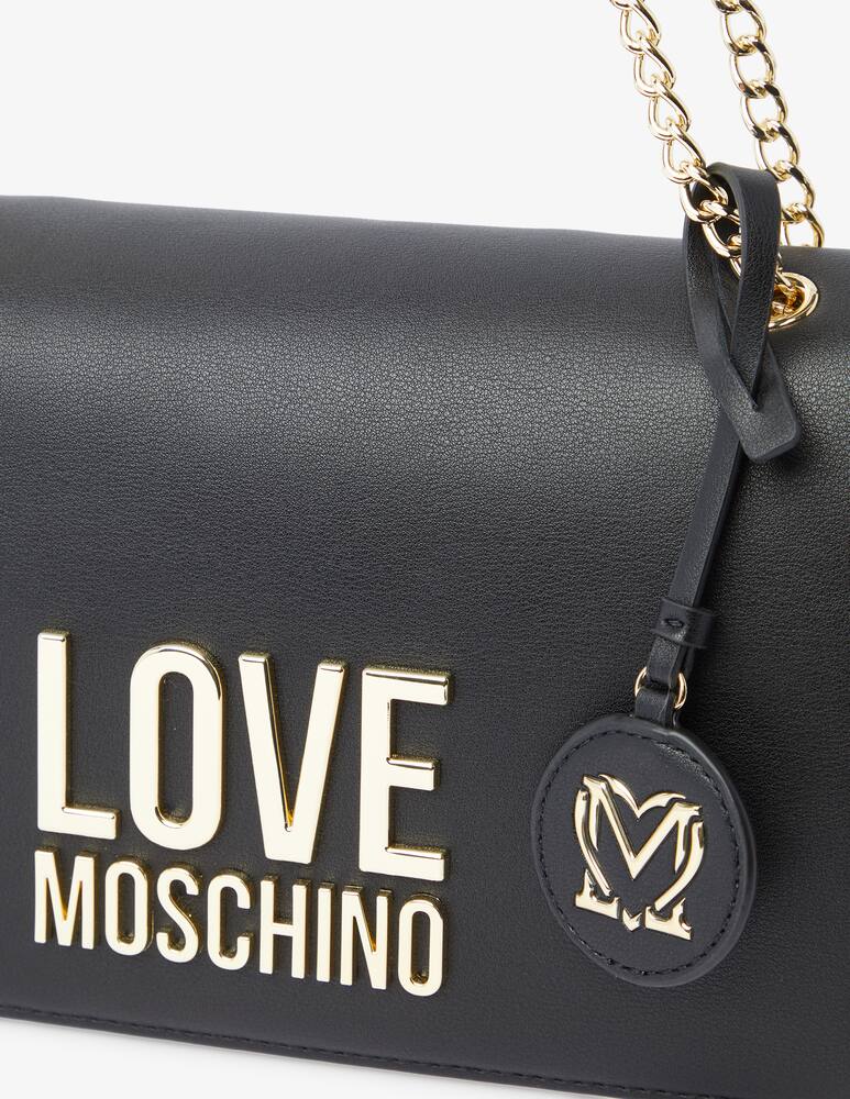 rinascente Love Moschino Borsa flap con scritta - Nero