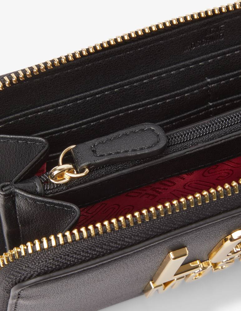 rinascente Love Moschino Portafoglio zip around L con scritta - Nero