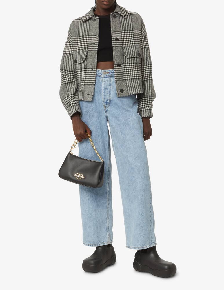 rinascente Love Moschino Heart halfmoon bag with chain - Black