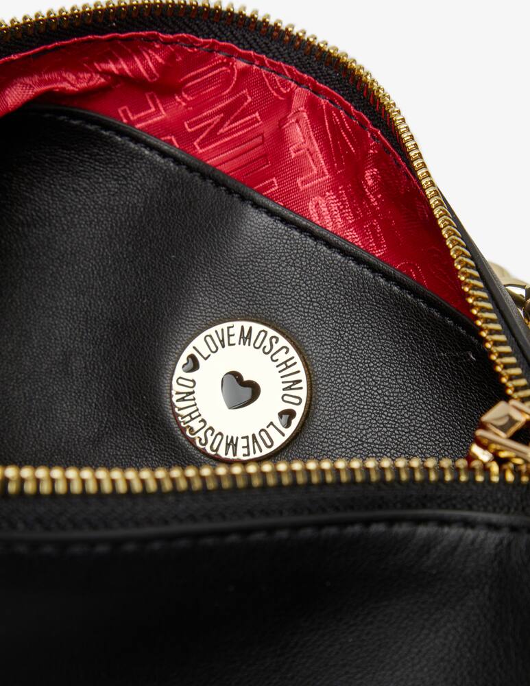 rinascente Love Moschino Heart halfmoon bag with chain - Black
