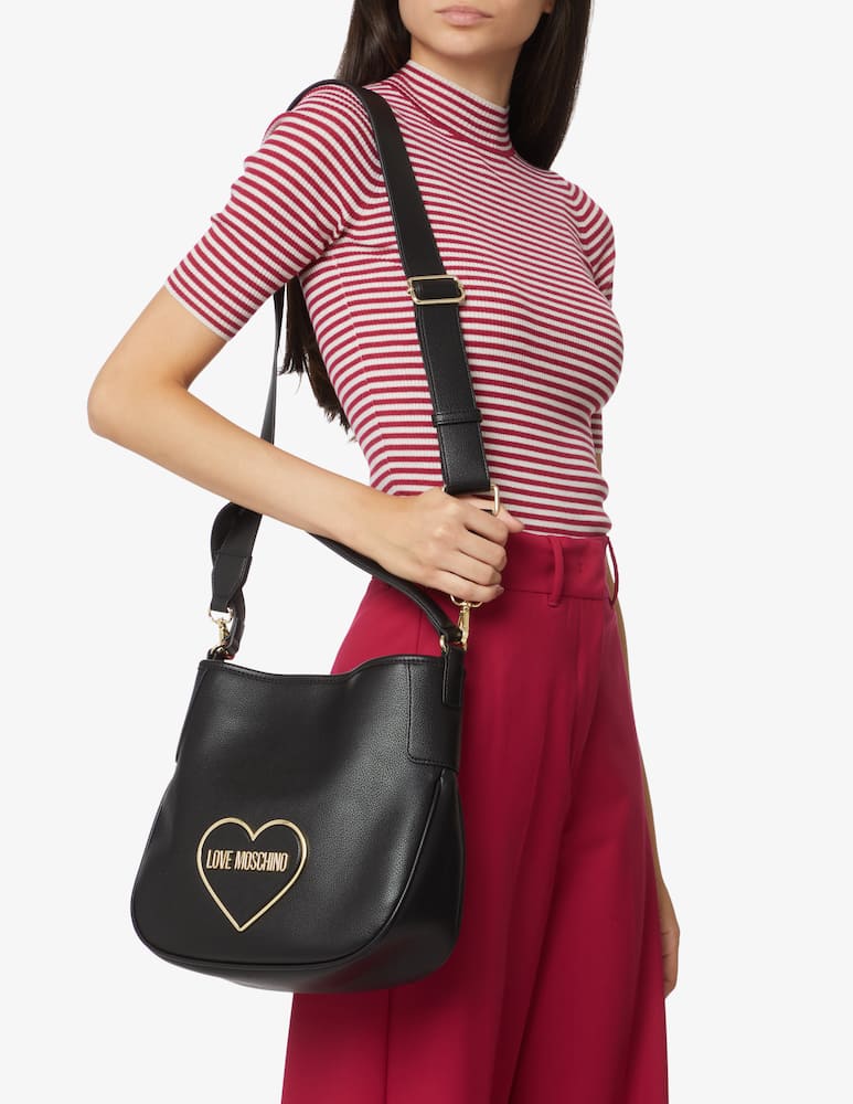 rinascente Love Moschino Borsa hobo Heartplaque - Nero