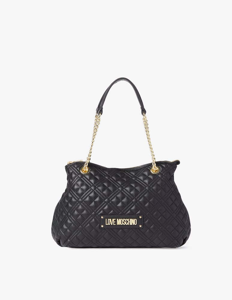 rinascente Love Moschino Quilted shoulder bag with chain - Black