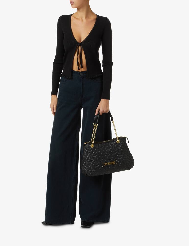 rinascente Love Moschino Quilted shoulder bag with chain - Black