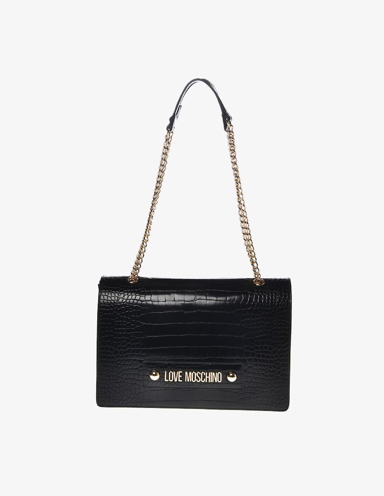 rinascente Love Moschino Bag M big logo croco - Black