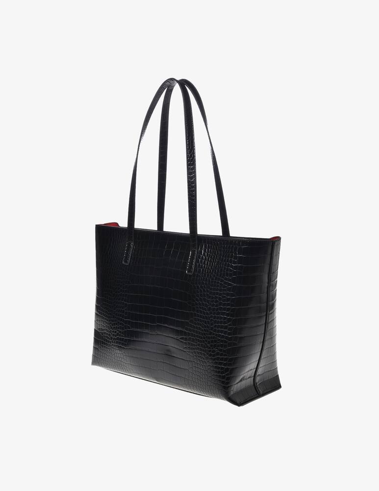 rinascente Love Moschino Borsa a spalla croco con logo grande - Nero