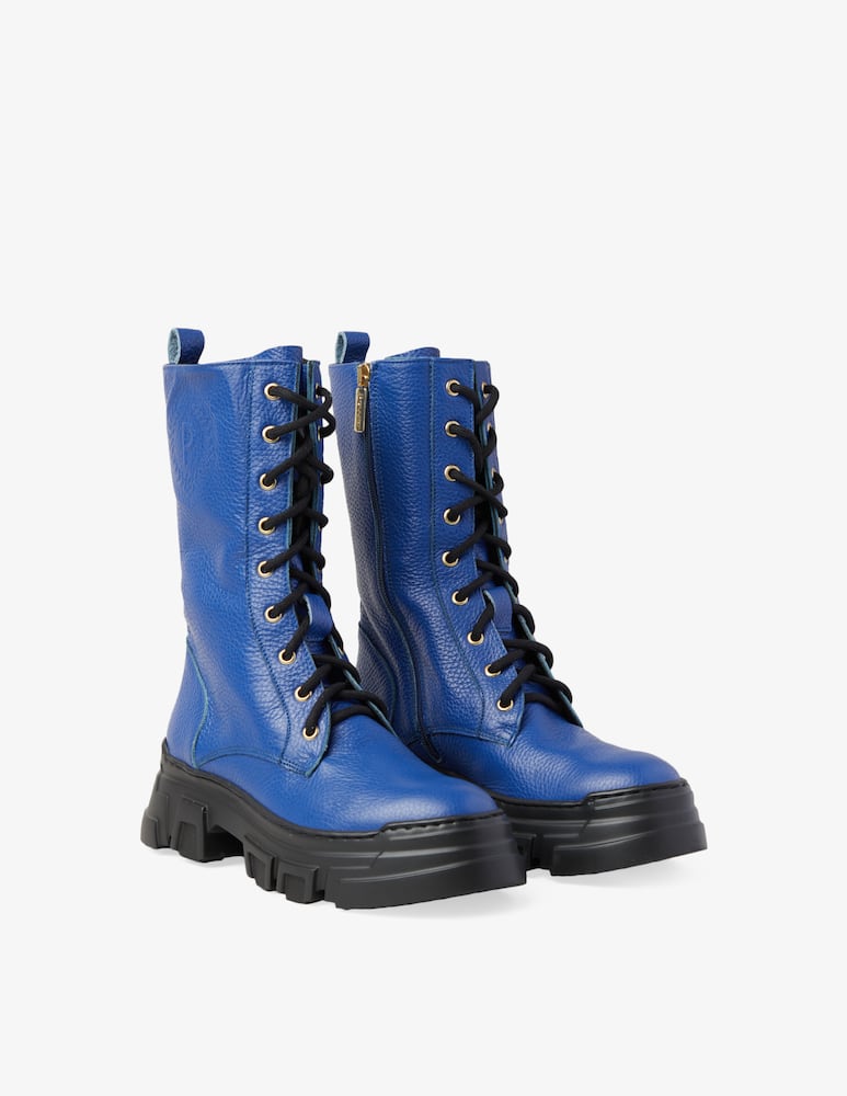 rinascente Pollini Leather boots with buckle - Blue