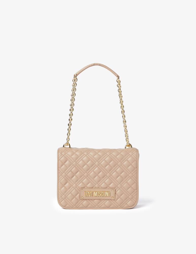 rinascente Love Moschino Borsa flap trapuntata M con catena - Rosa