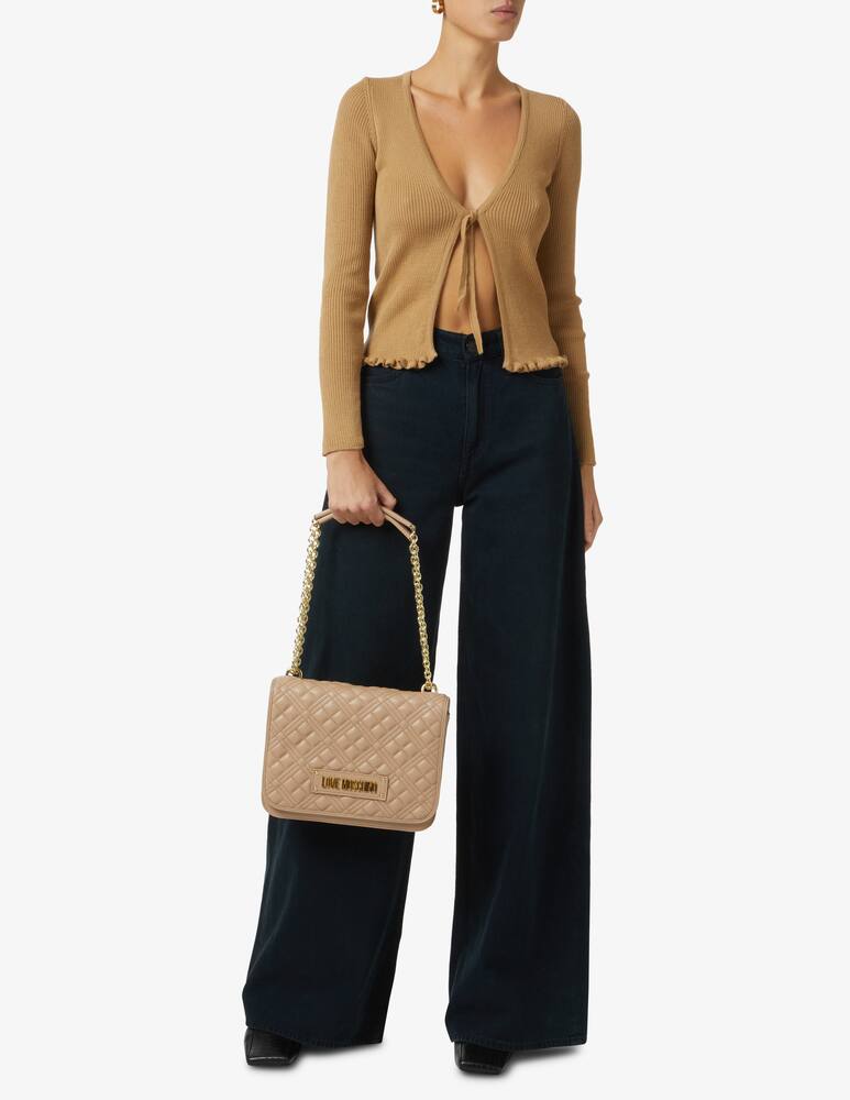 rinascente Love Moschino Borsa flap trapuntata M con catena - Rosa