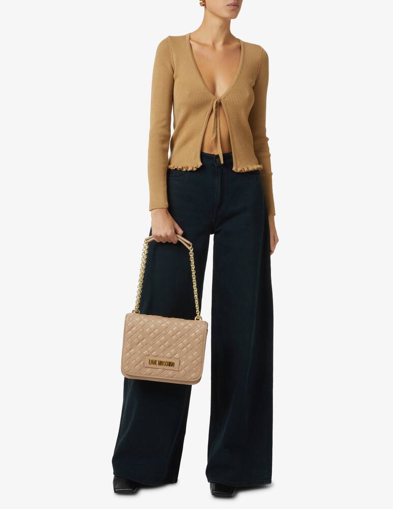 rinascente Love Moschino Borsa flap trapuntata M con catena - Rosa