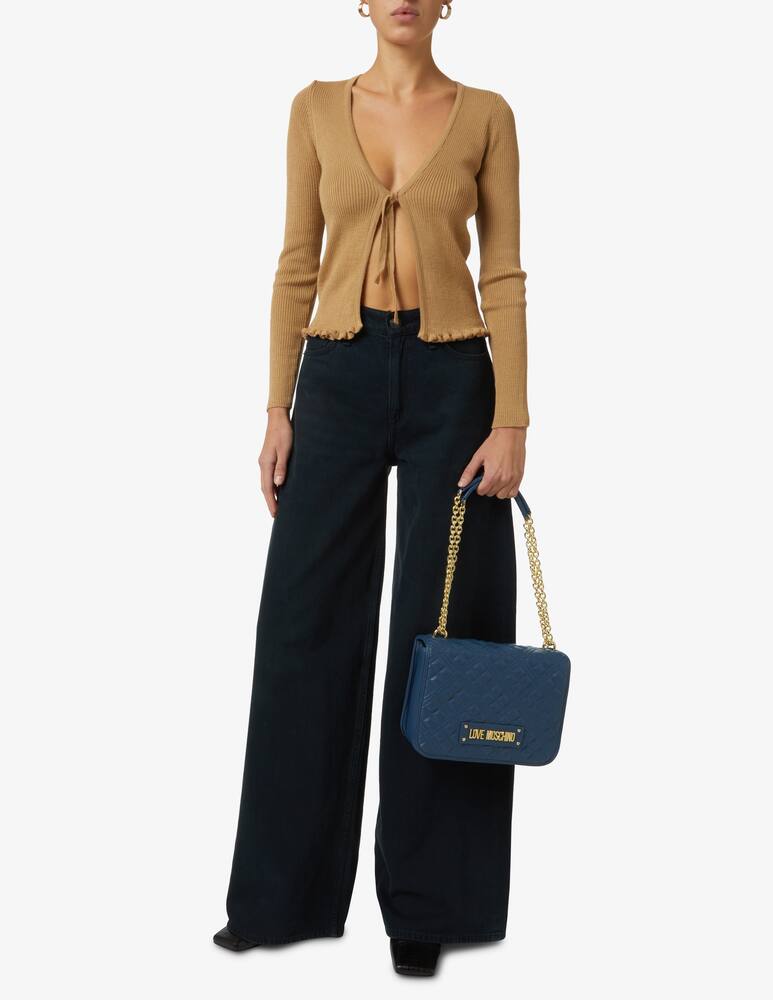 rinascente Love Moschino Borsa flap trapuntata M con catena - Blu