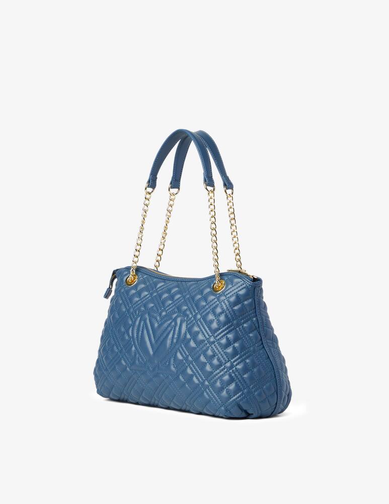 rinascente Love Moschino Quilted shoulder bag with chain  - Light blue