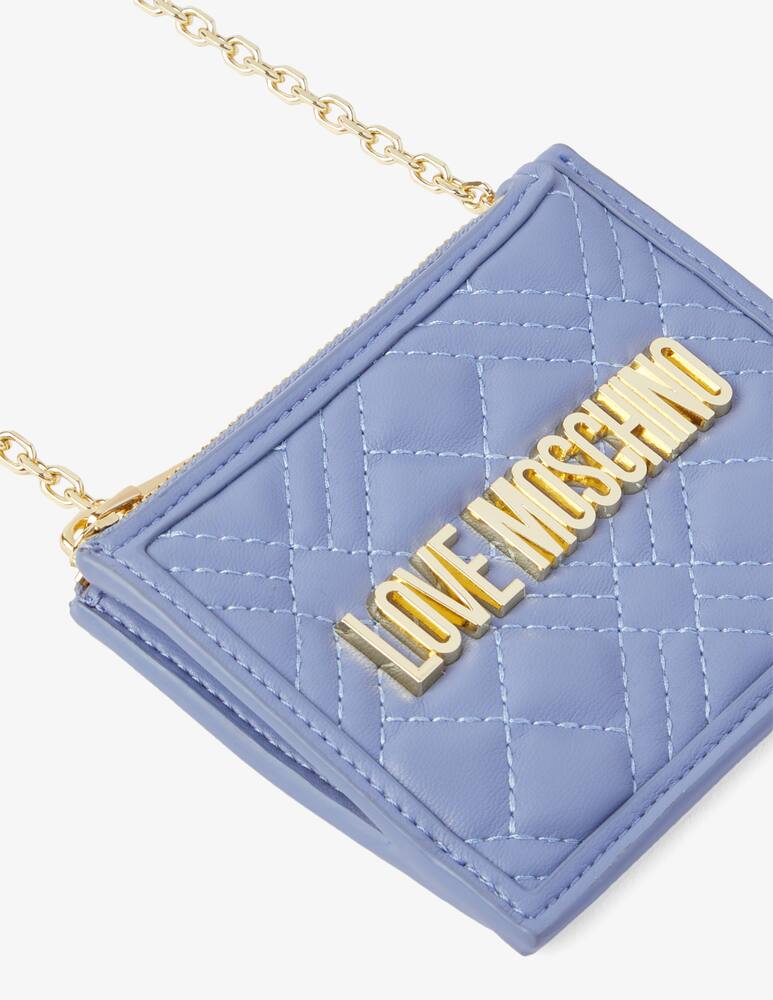 rinascente Love Moschino Quilted crossbody zip coin purse - Light blue