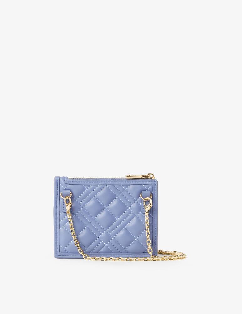 rinascente Love Moschino Quilted crossbody zip coin purse - Light blue