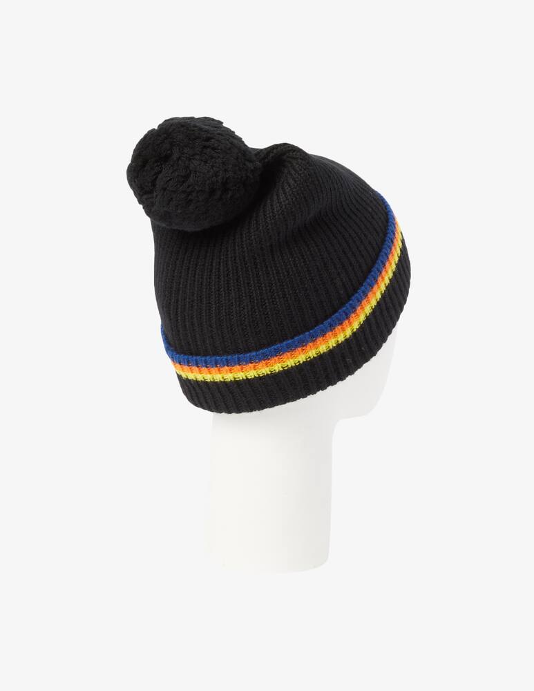 rinascente K-Way Striped wool beanie with pom pom - Black