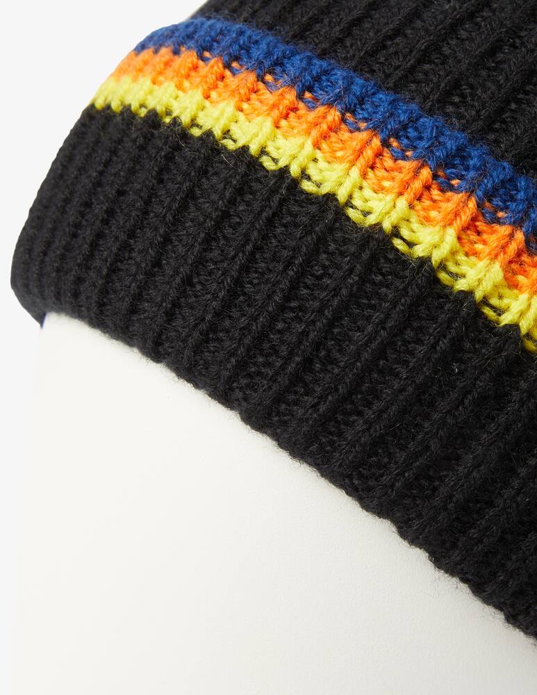 rinascente K-Way Striped wool beanie with pom pom - Black