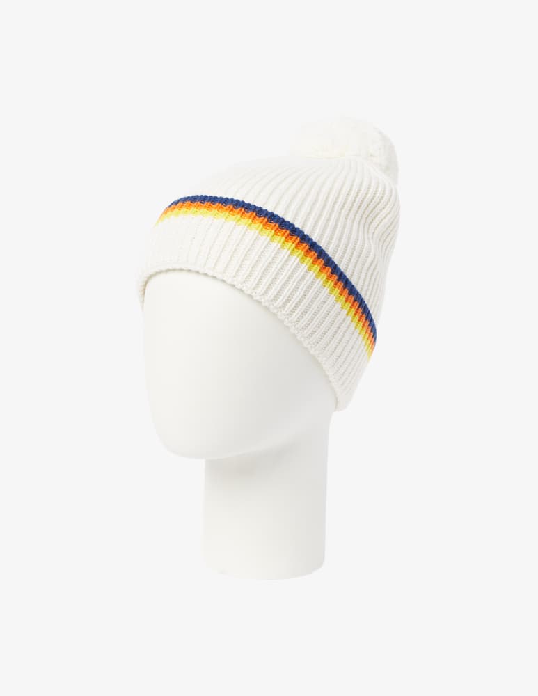 rinascente K-Way Striped wool beanie with pom pom - Grey