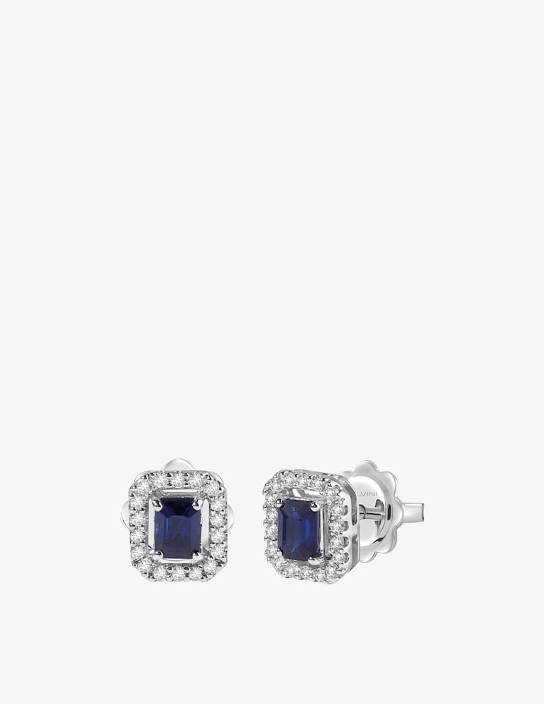 rinascente Salvini White gold earrings with 0,29 ct. diamonds and sapphires