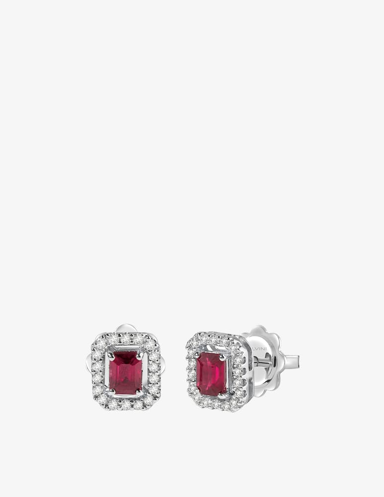 Salvini White gold earrings with diamonds and rubies - picture 1 Salvini White gold earrings with diamonds and rubies - picture 1