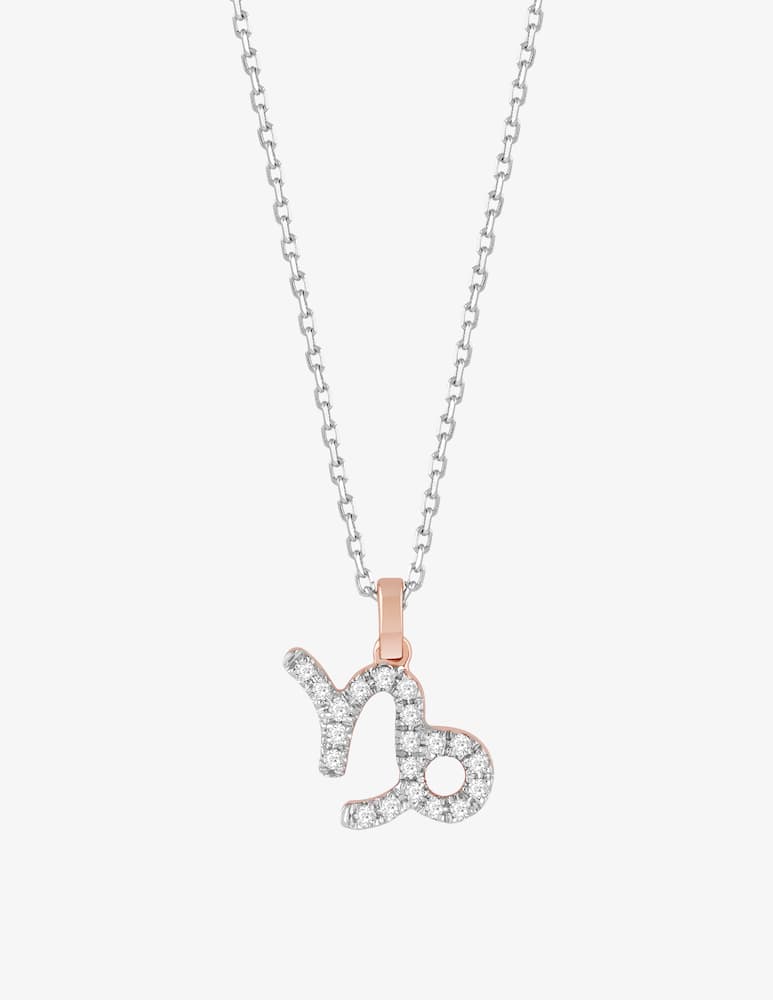 rinascente Salvini 9 kt white and pink gold necklace with diamonds - Capricorn