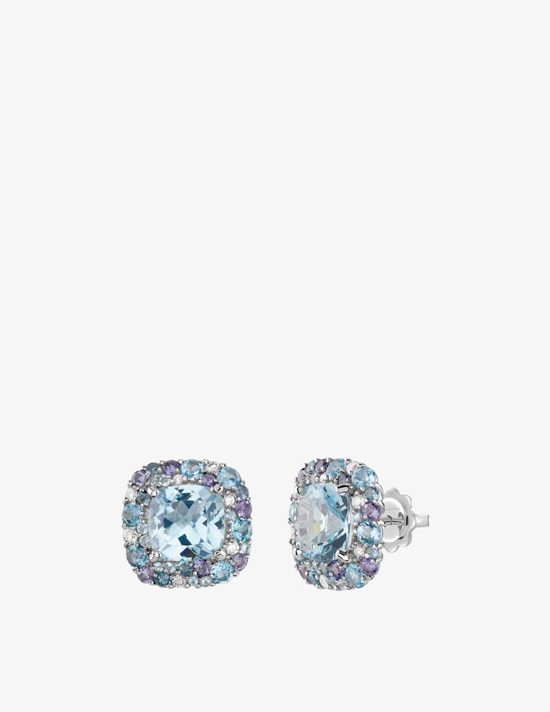 rinascente Salvini White gold earrings with cushion-cut topaz 