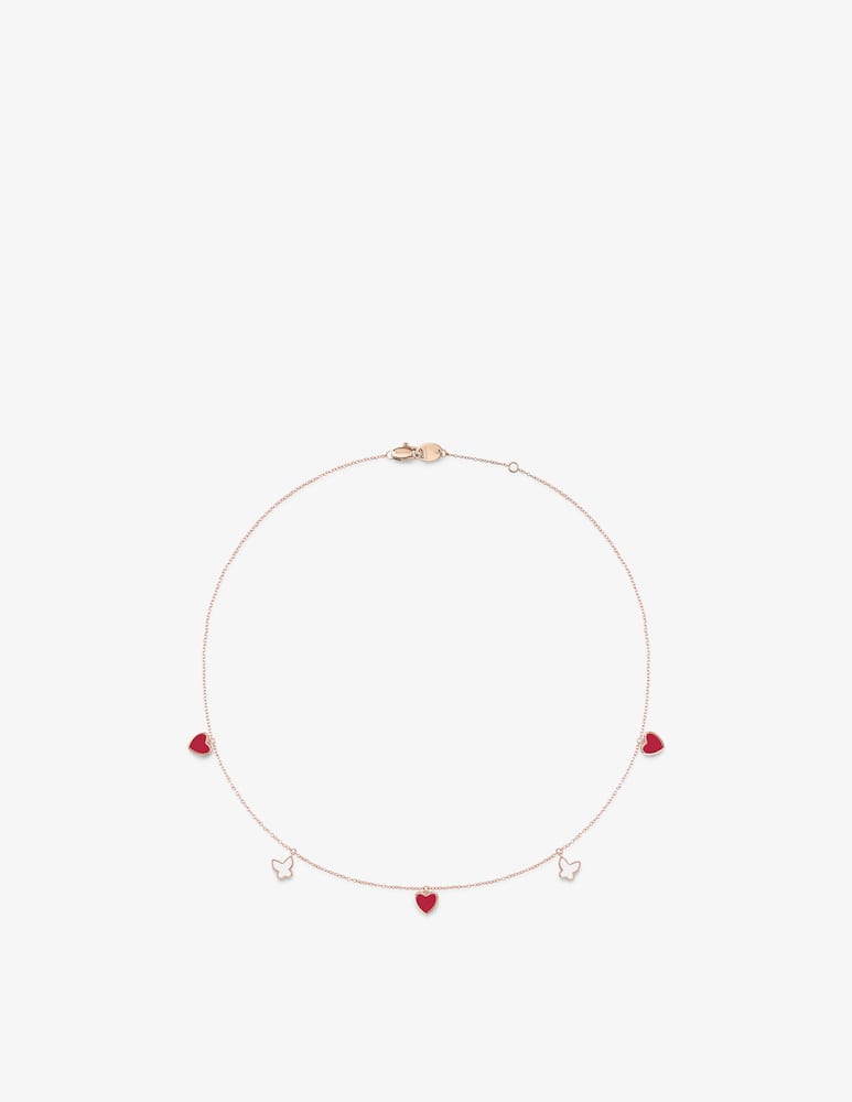 rinascente Salvini Pink gold necklace with white and red hybrid ceramic