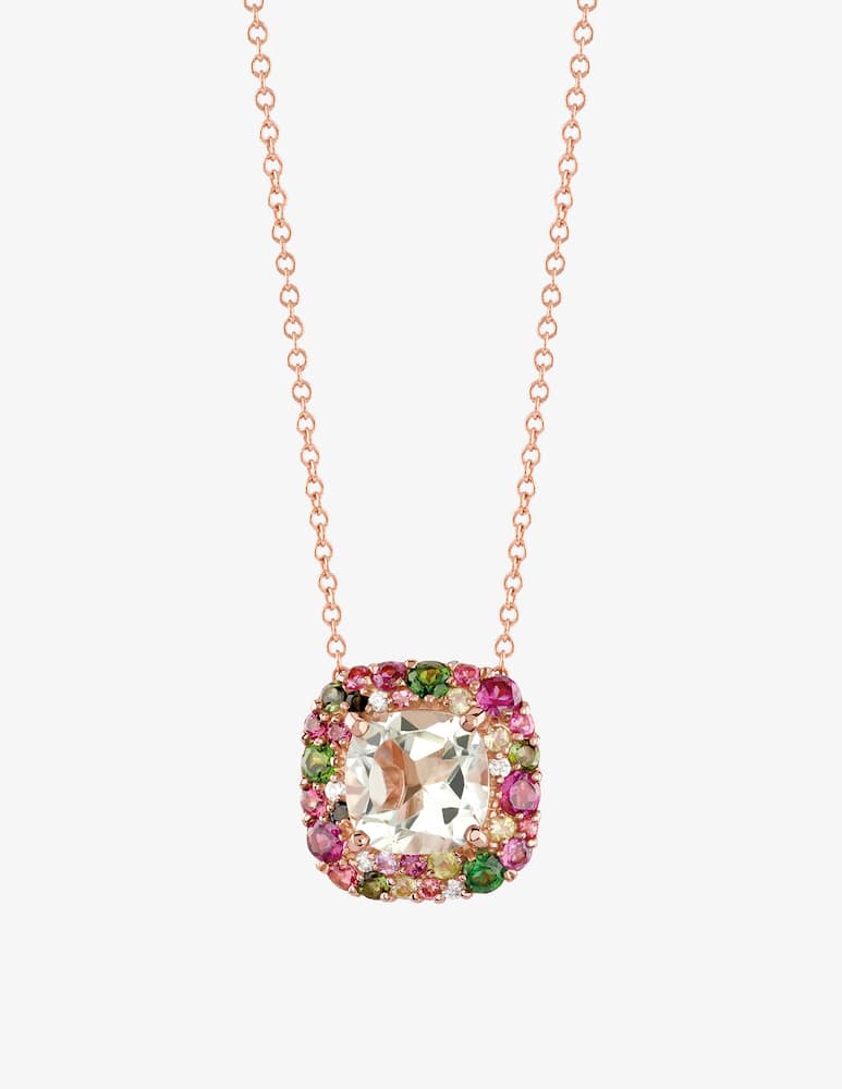rinascente Salvini Pink gold necklace with cushion-cut prasiolite