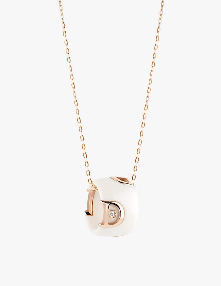Damiani D.Icon necklace in rose gold and white ceramic with diamond - picture 1 Damiani D.Icon necklace in rose gold and white ceramic with diamond - picture 1
