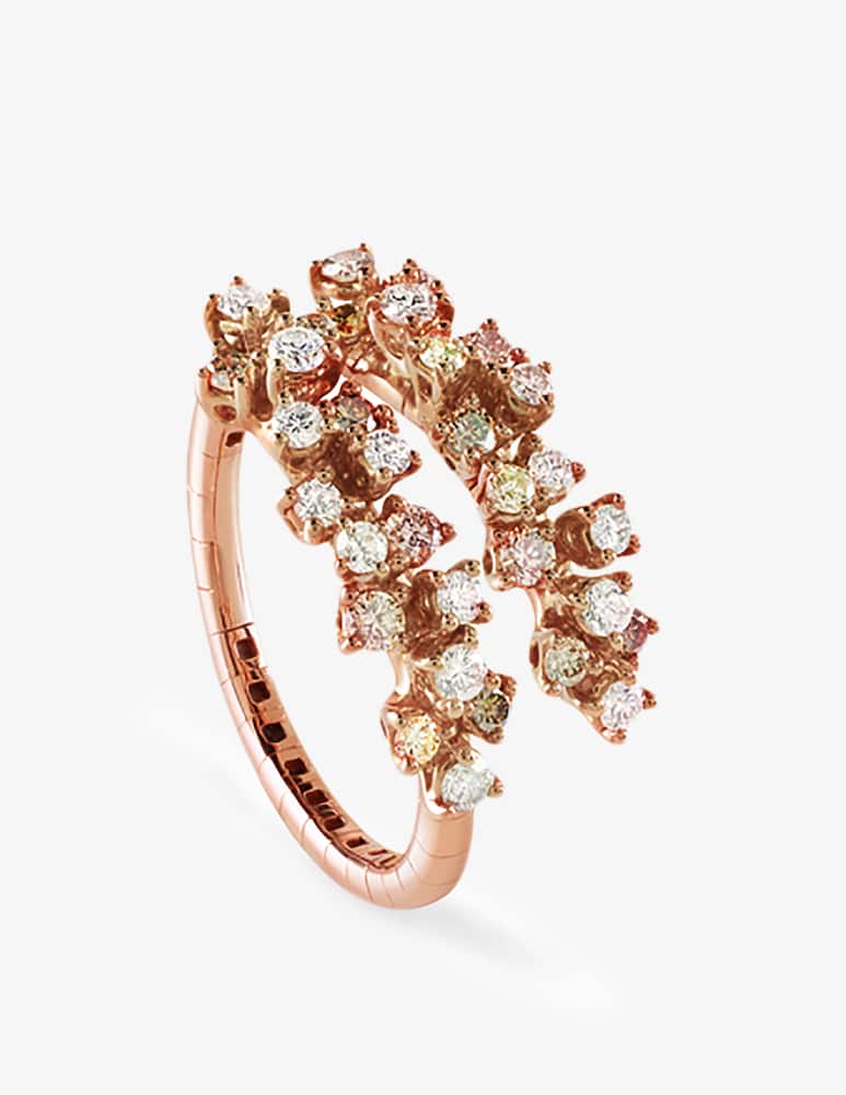 Damiani Mimosa ring with white and brown diamonds - picture 1 Damiani Mimosa ring with white and brown diamonds - picture 1